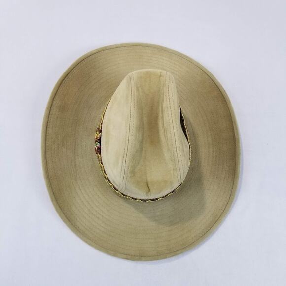 Scala Western Cowboy Rancher Hat Southwest Band Tan Wide Brim Mens M 7–7⅛ - Picture 6 of 9